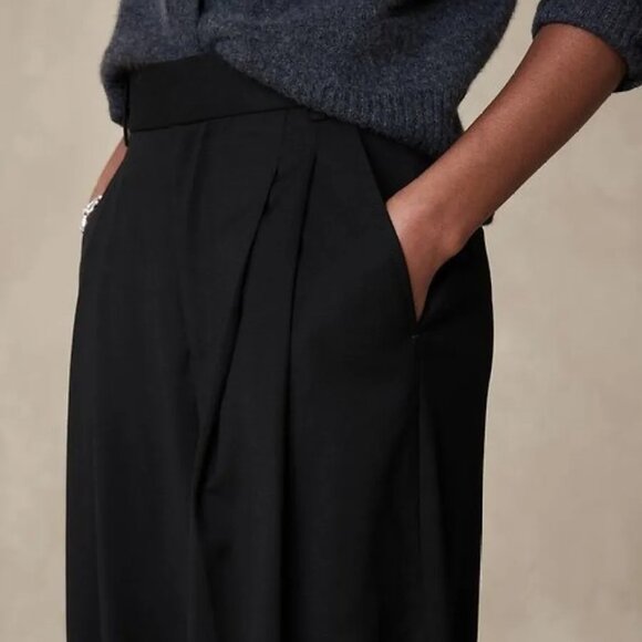 Banana Republic Siena Wide-Leg Italian Wool Pant - Black - Size 6 - Picture 2 of 6